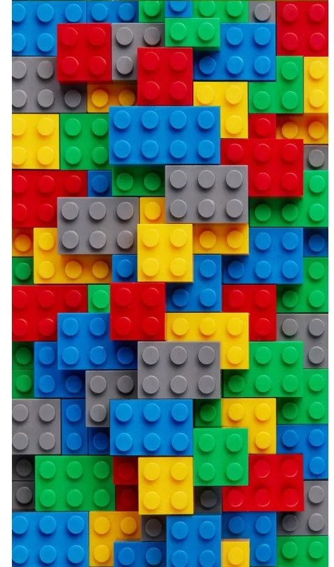 Prosop de plajă cu model de cărămizi lego colorate, 100 x 180 cm