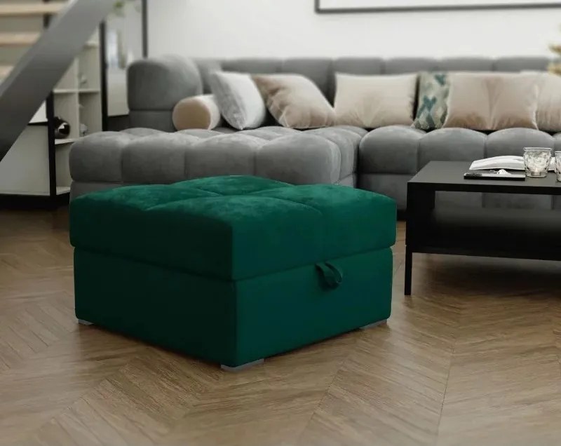 OFERTA Taburet verde inchis ZENOVA cu spatiu de depozitare 65x65 cm II. calitate