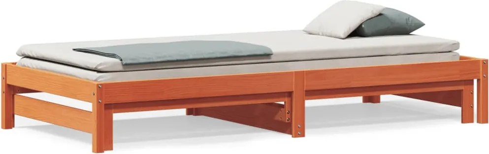 vidaXL Pat de zi cu extensie, maro ceruit, 90x200cm, lemn masiv de pin