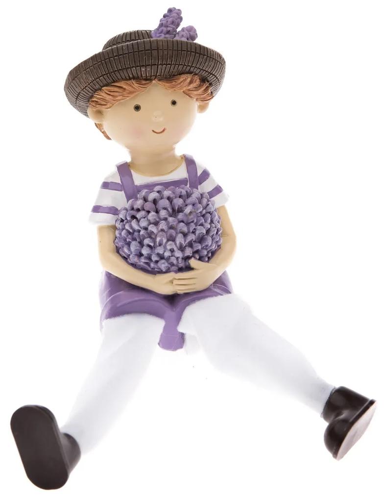 Băiețel cu lavandă, poliresină, 6 x 12 cm