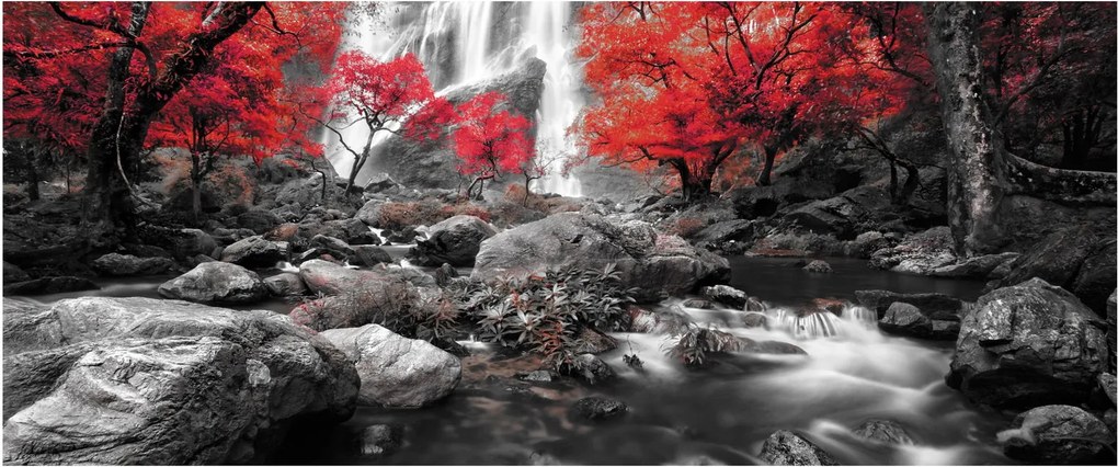 Tablou - Cascade în peisajul de toamnă (120x50 cm)
