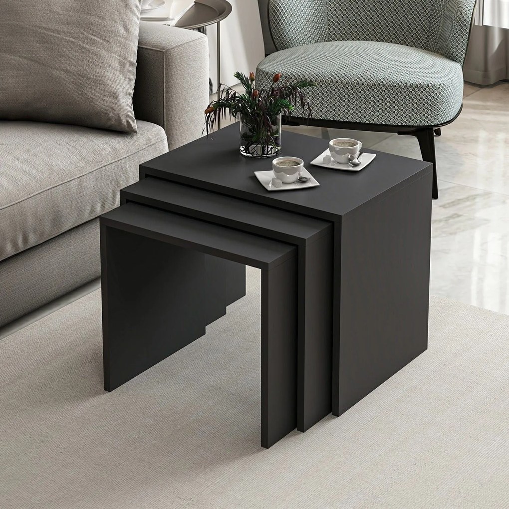 Masuta de cafea set (3 bucăți) Alya - Anthracite