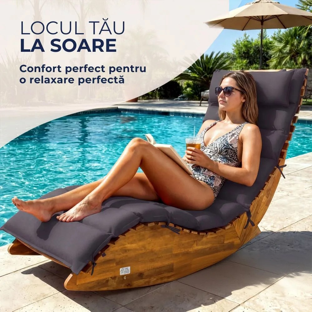 Saltea pentru șezlong pentru saună BALI, 58x7x177cm, antracit Detex