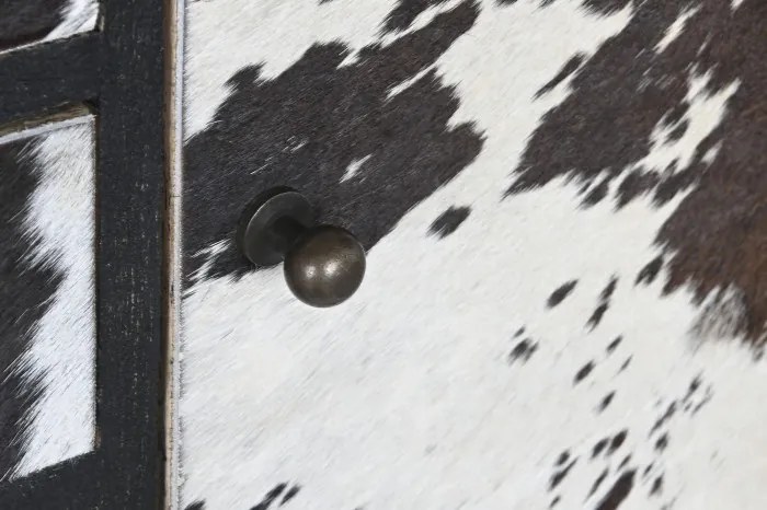 Consola, neagra, din lemn de mango si par natural de bovine, Corvus