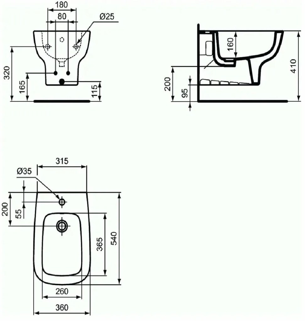 Bideu suspendat Ideal Standard Esedra, alb - T281501