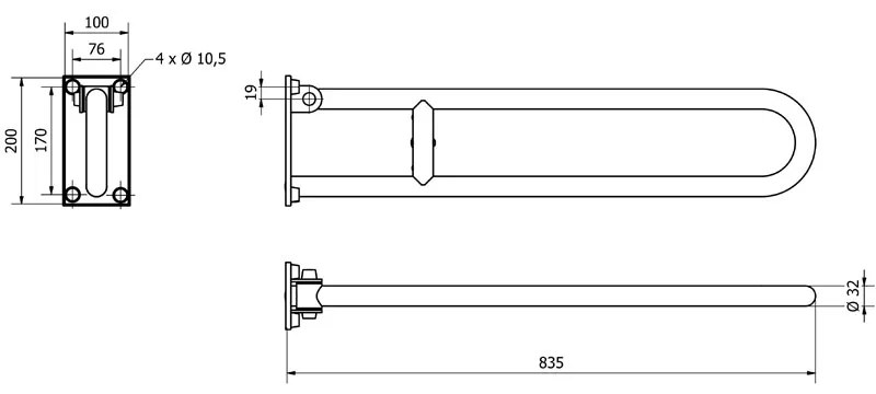 Bara de siguranta rabatabila, Thermomat, 83 cm, alb 83 cm