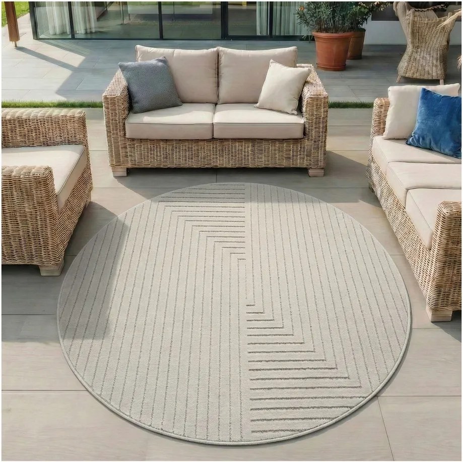 Covor pentru exterior și interior crem rotund ø 80 cm Nova 1202 – Ayyildiz Carpets