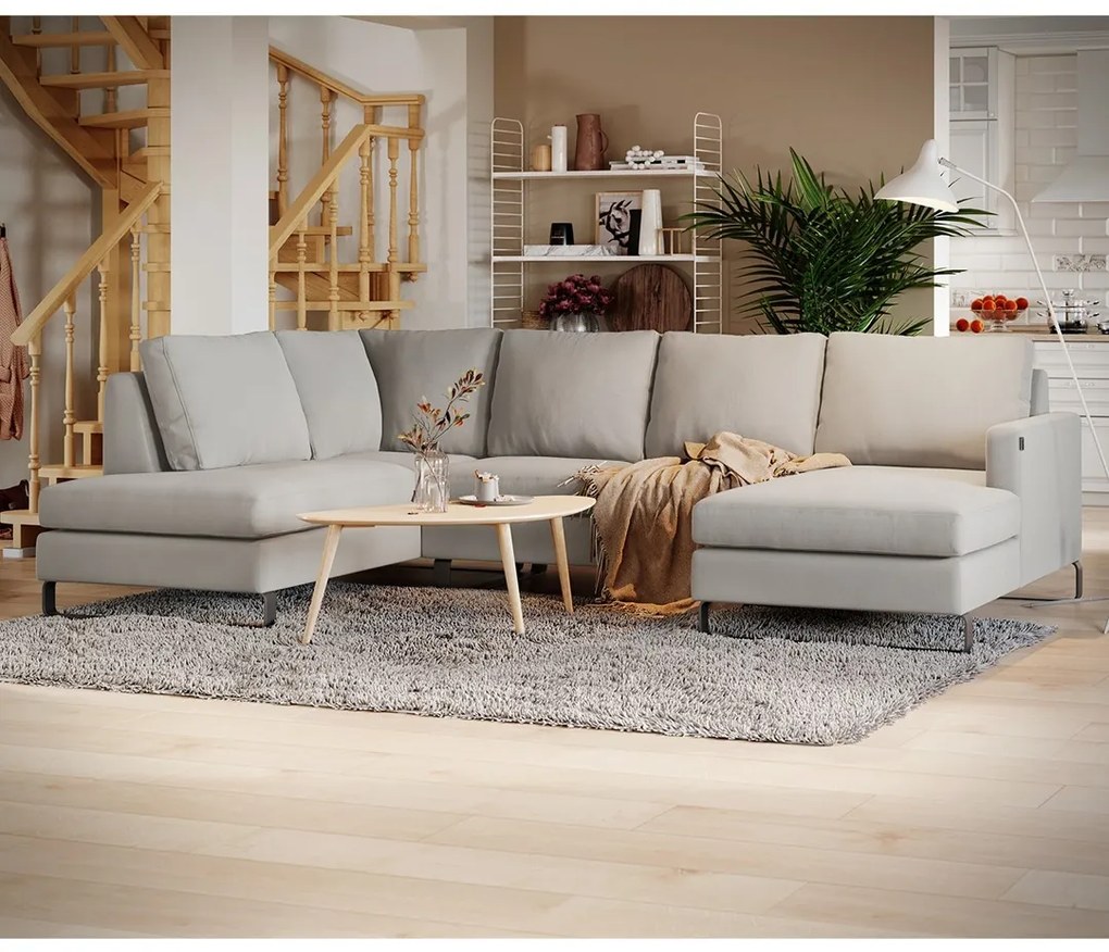 Canapea gri in forma de U, CORNI