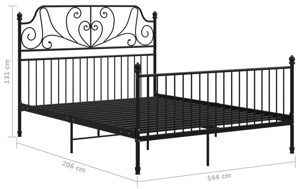 324850 vidaXL Cadru de pat, negru, 140x200 cm, metal