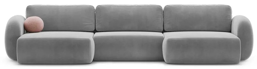 Colțar gri închis extensibil/cu spațiu de depozitare cu tapițerie din catifea (în formă de "U") Tonale – Cosmopolitan Design