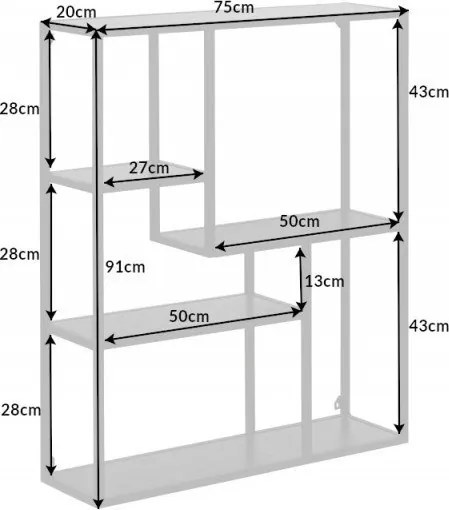 Raft design industrial Slim Line 90cm, negru