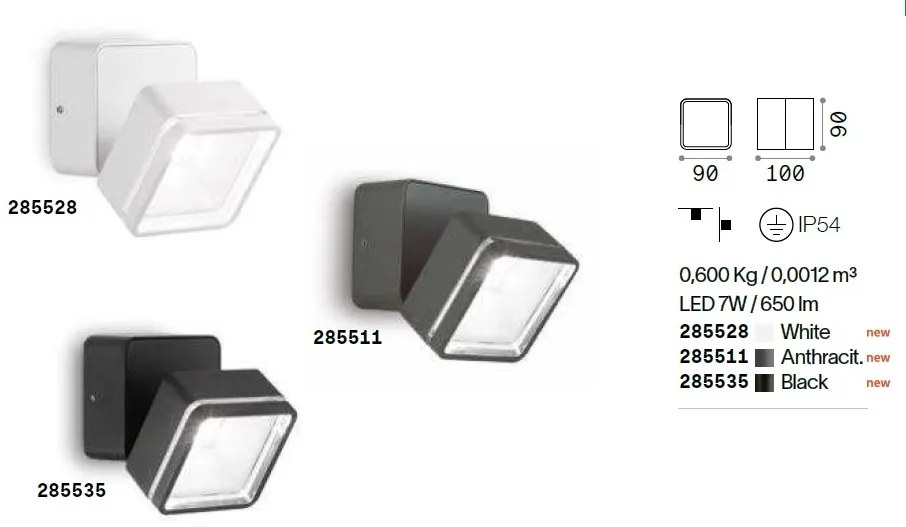 Aplica de perete exterior, IP54 OMEGA AP SQUARE BIANCO 4000K