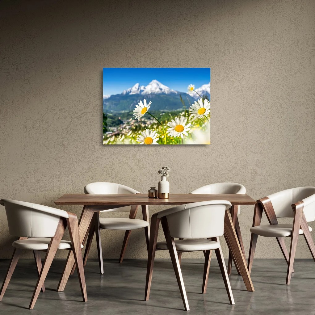 Tablou pe sticlă - Primăvara în Alpi (70x50 cm)
