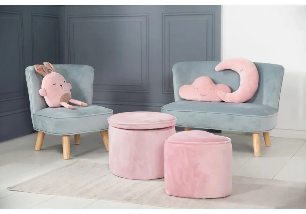 Puf pentru copii roz deschis cu tapițerie din catifea Lil Sofa – Roba