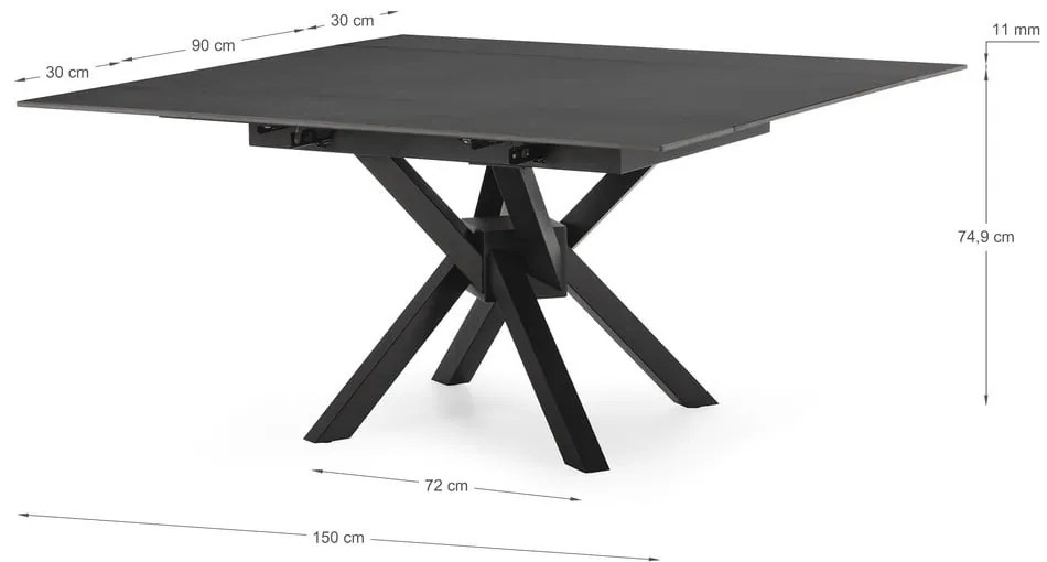 Masă de dining extensibilă cu blat din piatră cu blat suplimentar 90x150 cm Arlene – Marckeric