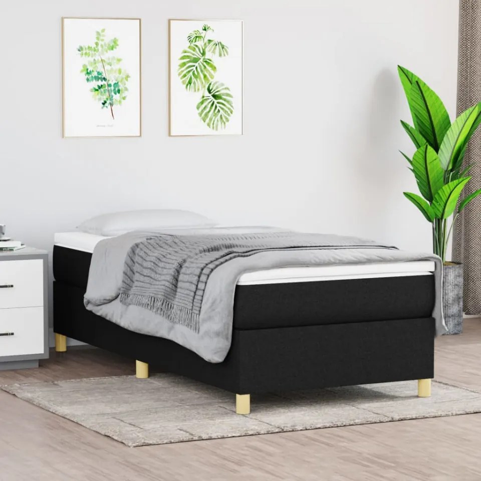 Cadru de pat box spring, negru, 100x200 cm, textil