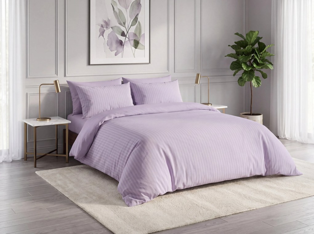 Lenjerie de pat din microfibra EMBOSSED STRIPES svetle fialove Dimensiune lenjerie de pat: 2 buc 60 x 70 cm | 200 x 200 cm