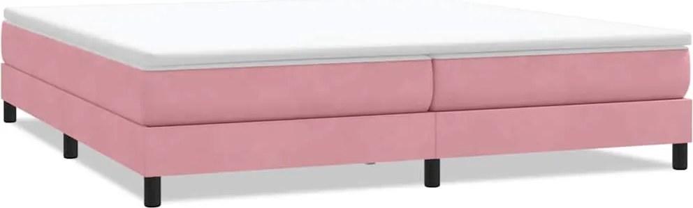 vidaXL Pat cu arcuri fără saltea roz 200x210 cm catifea