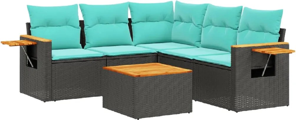 vidaXL Set canapele de grădină cu perne, 6 piese, negru, poliratan