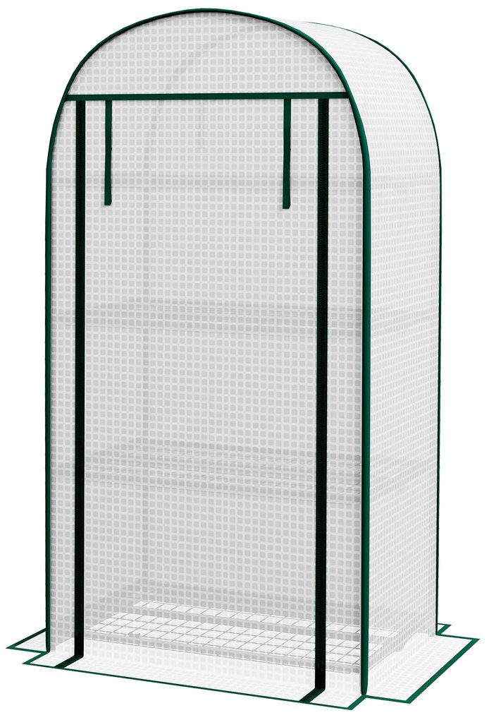 Outsunny Seră de grădină seră de balcon rezistentă la UV ușă rolo 4 rafturi acoperiș PE 80 x 50 x 160 cm alb | Aosom Romania