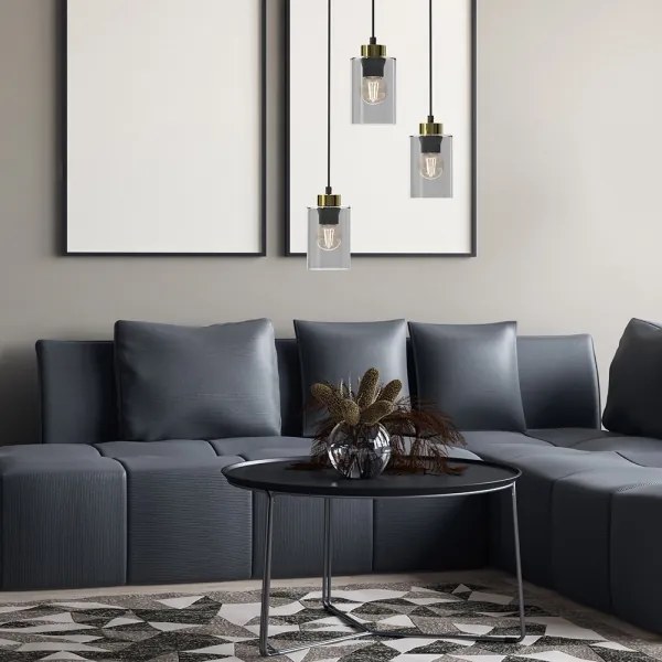 Lustră pe cablu CHIC 3xE27/60W/230V neagră/gri