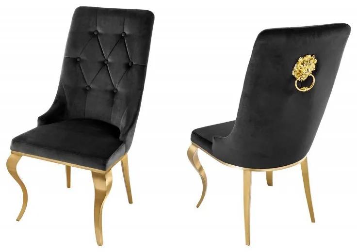 Set 2 scaune stil baroc Modern Barock, negru/ auriu