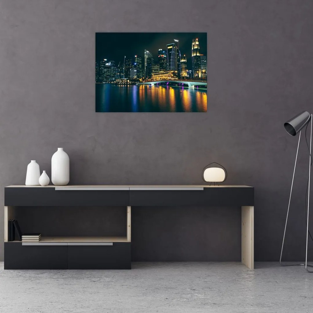 Tablou - Singapore noaptea (70x50 cm)