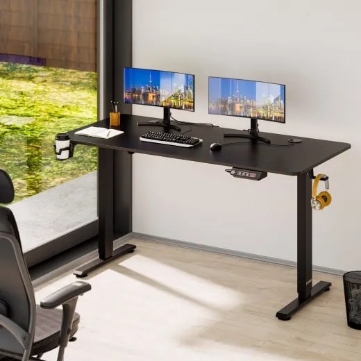 Deuba Birou de birou reglabil pe inaltime maro-140x60x118 cm