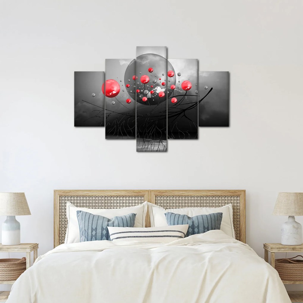 Tabloul cu bile abstracte roșii (150x105 cm)