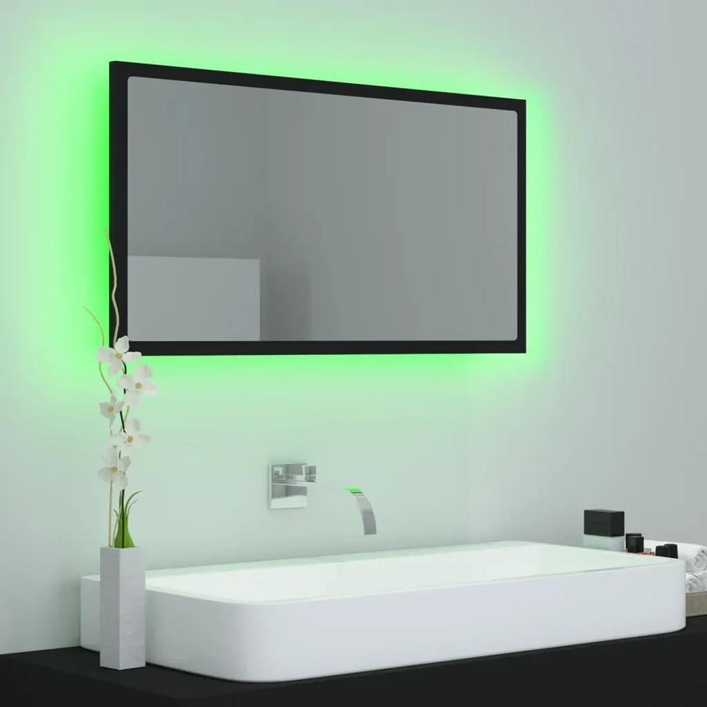Oglinda de baie cu LED, negru, 80x8,5x37 cm, lemn prelucrat Negru