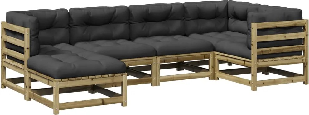 vidaXL Set canapele de grădină cu perne, 6 piese, lemn de pin tratat