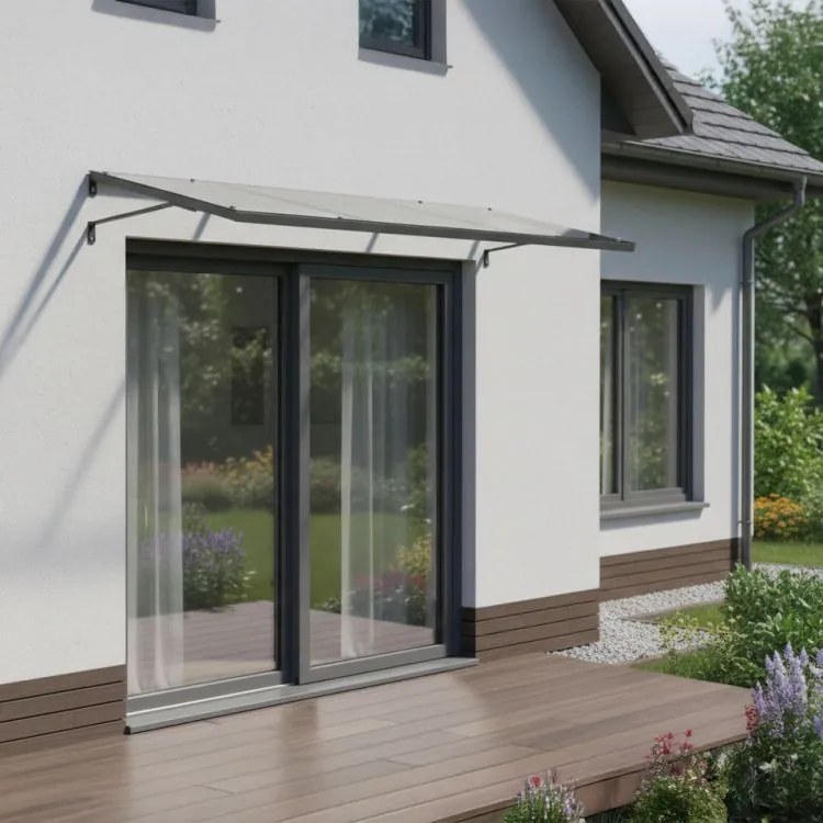 Copertină de intrare din policarbonat deasupra ușii cu structură din oțel Šírka: 90 cm | Dĺžka: 140 cm
