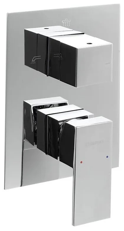 Baterie argintiu-lucios pentru duș încastrată (3 ieșiri) Latus – Sapho