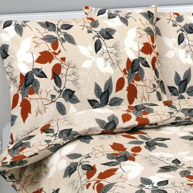 Lenjerie de pat Bellatex Frunze de toamnă creponată, 140 x 200 cm, 70 x 90 cm, 140 x 200 cm, 70 x 90 cm