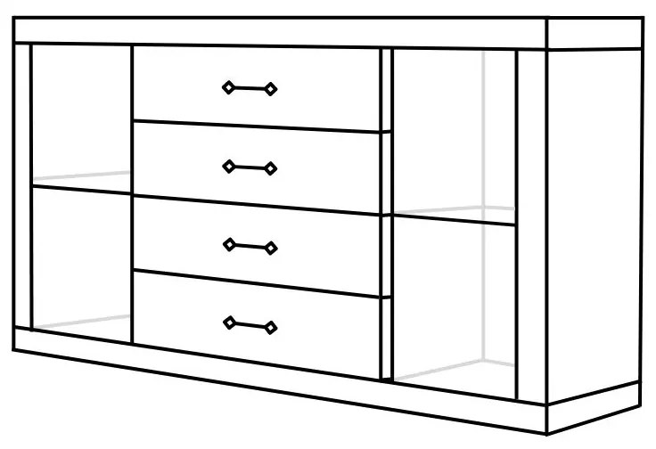 Supermobel Comodă KIKI 150, 150/85/40, culoarea albă