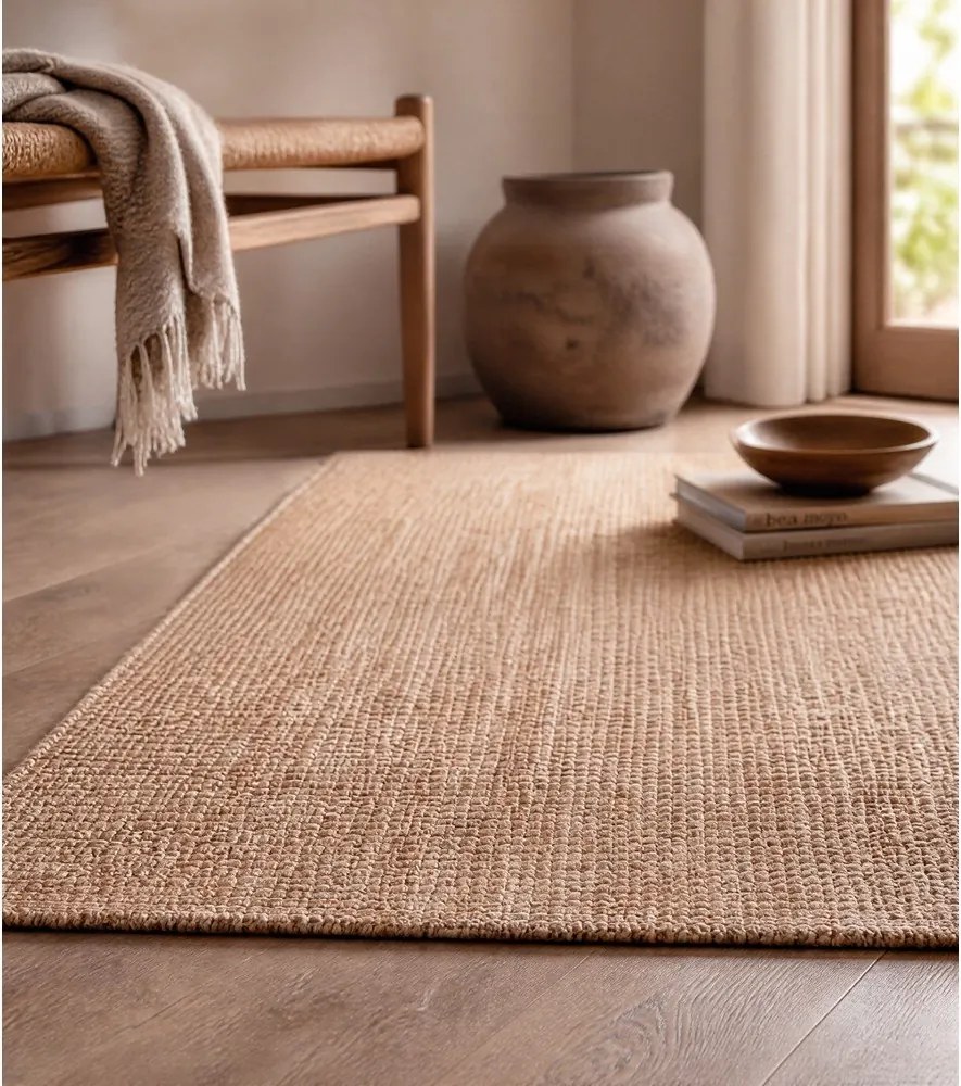 Covor tip traversă în culoare naturală din iută 80x200 cm Bouclé – Hanse Home