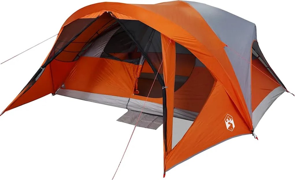 vidaXL Cort de camping pentru 6 persoane, gri/portocaliu, impermeabil