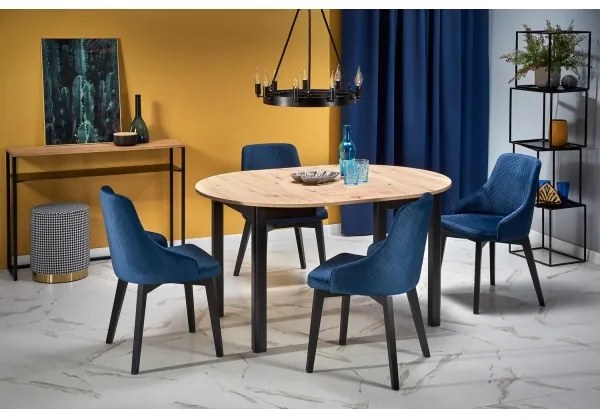 Masă de dining CALMIO, stejar artisan/negru