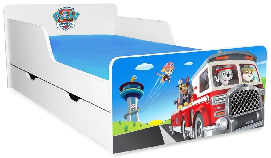 Pat copii Paw Patrol 2 / 2-12 ani cu sertar si saltea