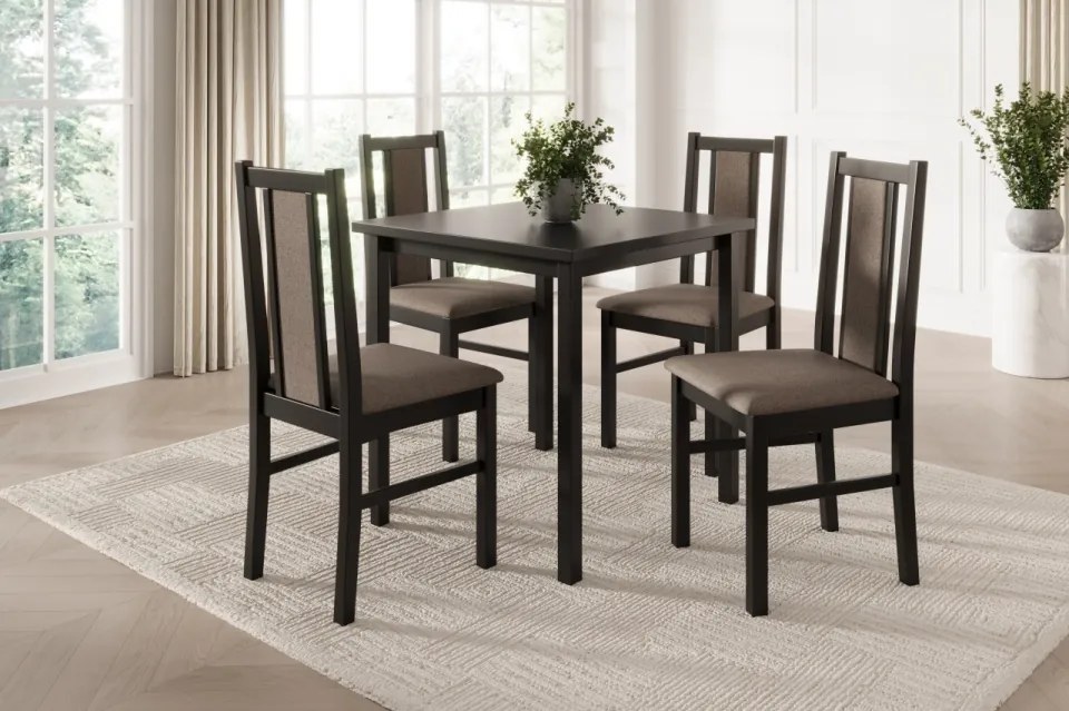 Scaun tapitat, din lemn, Vos XIV, ADRK Furniture (Culoare: Negru / Opium 85)