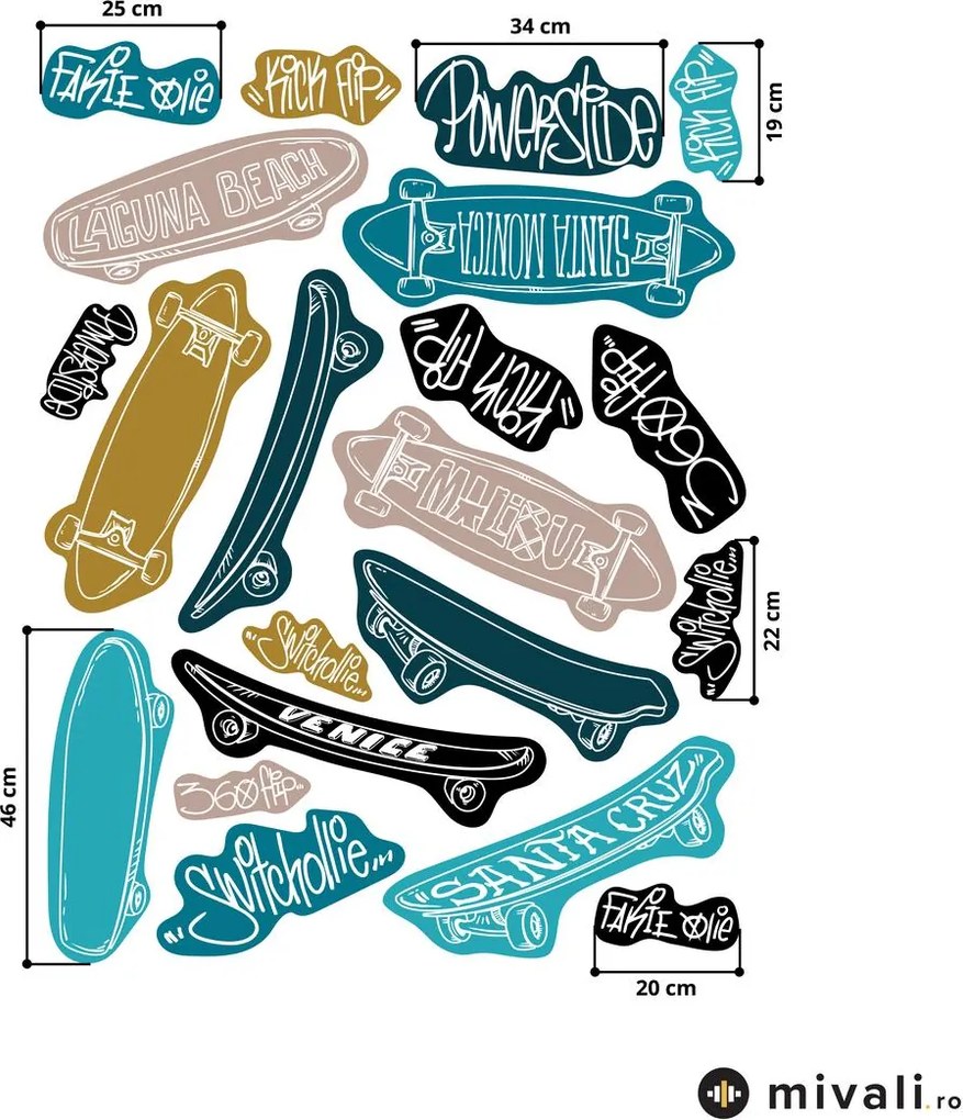 Autocolante de perete - Longboard- uri