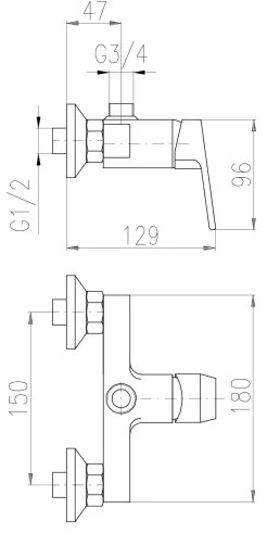 Baterie de duș RAV Slezák COLORADO CO182.5Z, auriu lucios