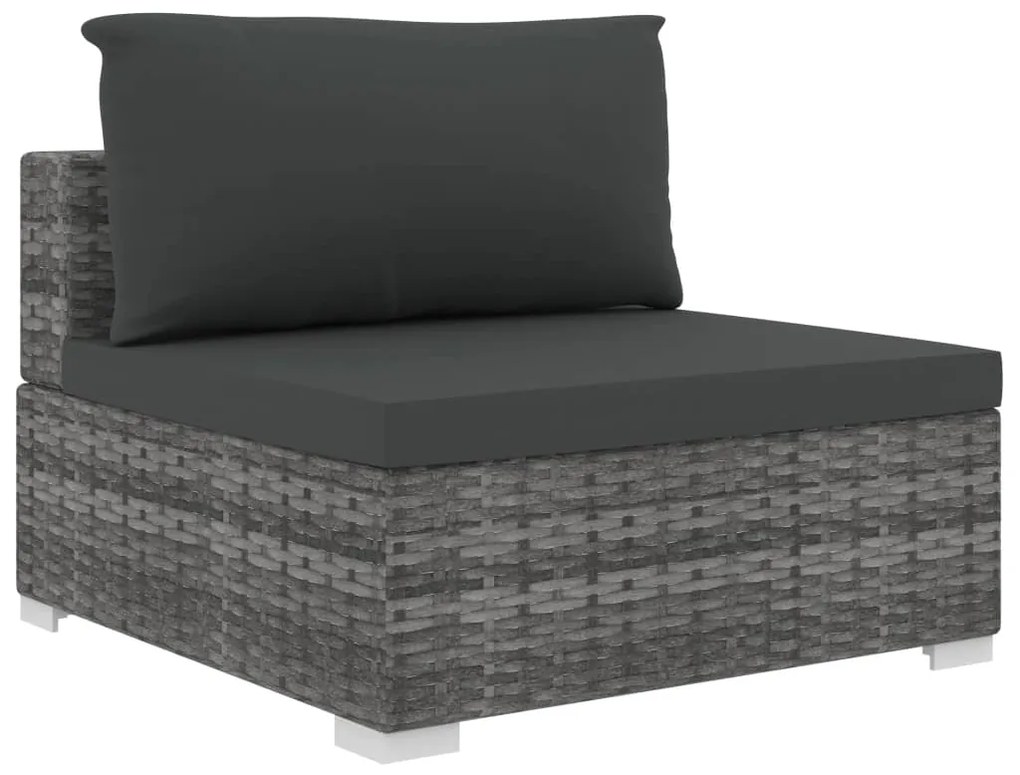 Set mobilier de gradina cu perne, 5 piese, gri, poliratan Gri, 5
