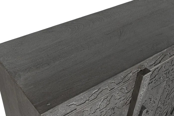 Comoda, gri, din lemn masiv sculptat, Arvane