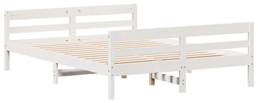 842791 vidaXL Cadru de pat cu tăblie, alb, 120x200 cm, lemn masiv de pin
