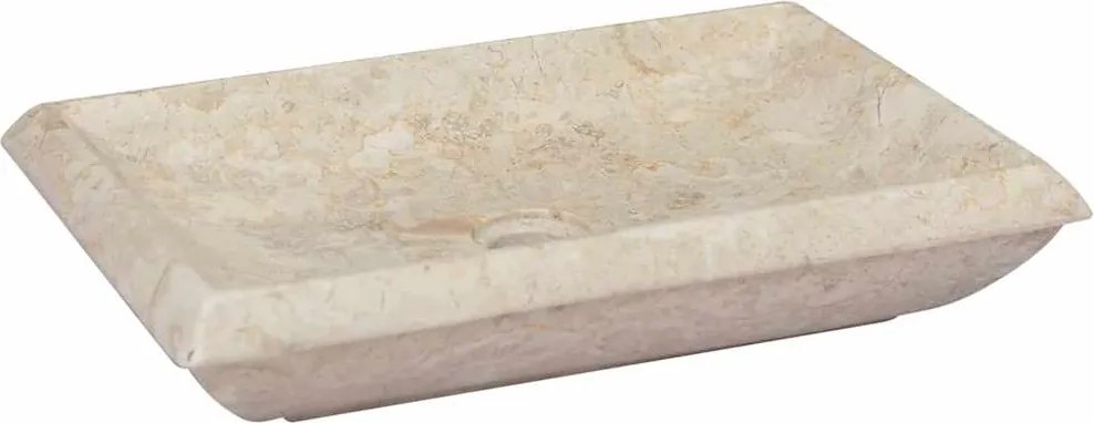 vidaXL Chiuvetă, crem, 50x35x10 cm, marmură