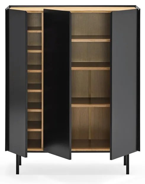 Comodă neagră înaltă cu aspect de lemn de stejar 95x120 cm Arista – Teulat