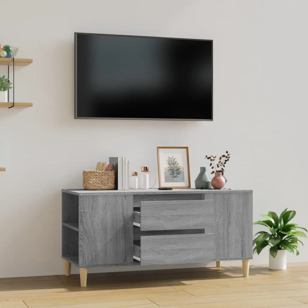 vidaXL Comodă TV, gri sonoma, 102x44,5x50 cm, lemn prelucrat