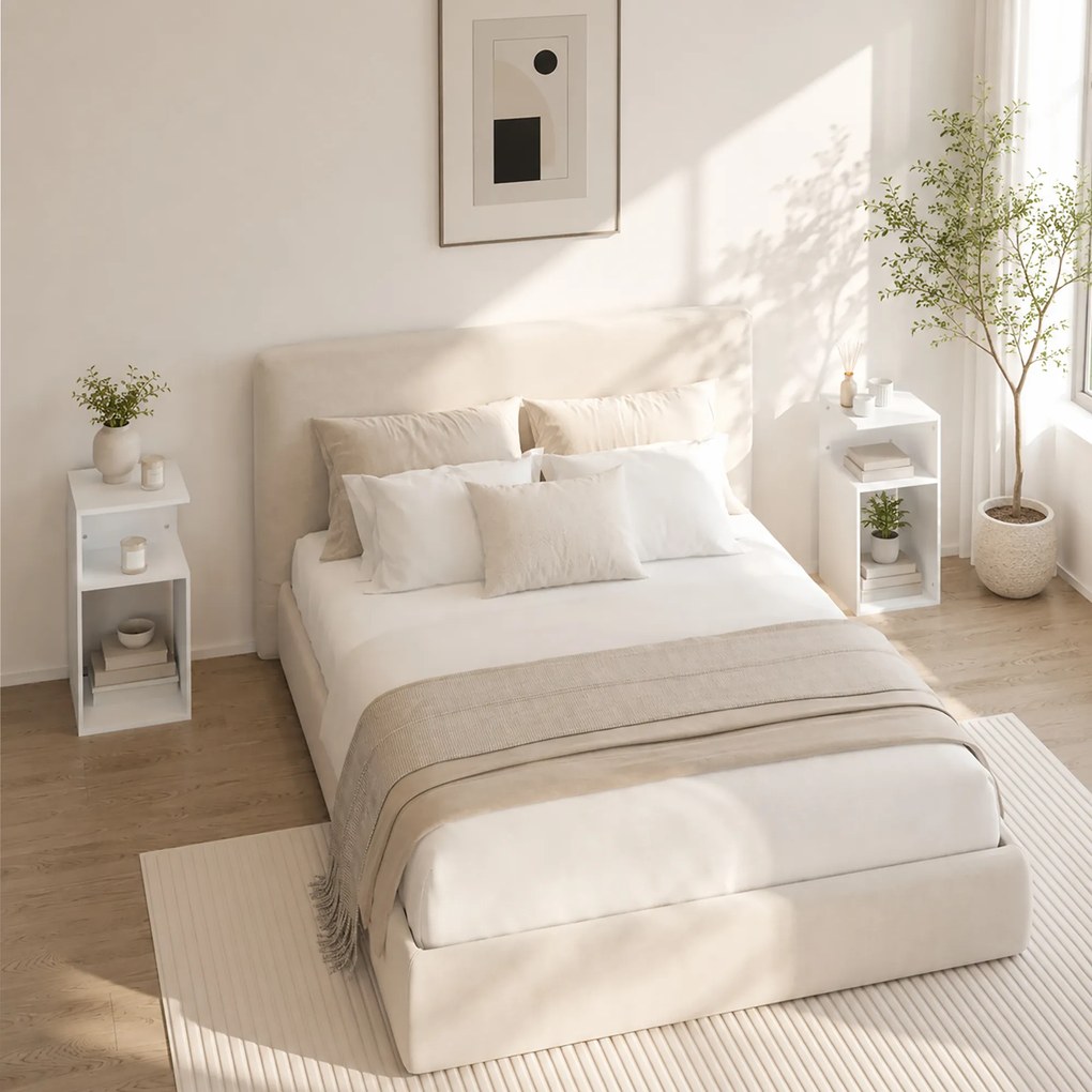 HOMCOM Set de 2 Măsuțe de Cafea Moderne cu Raft Deschis, Alb | Aosom Romania