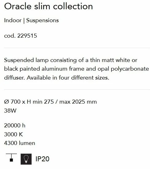 Lustra LED design modern ORACLE SLIM SP D070 ROUND 3000K ON-OFF BK